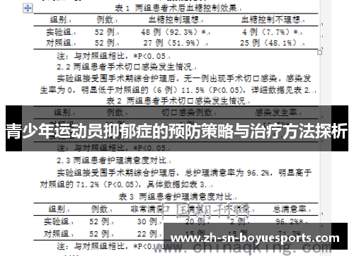 青少年运动员抑郁症的预防策略与治疗方法探析